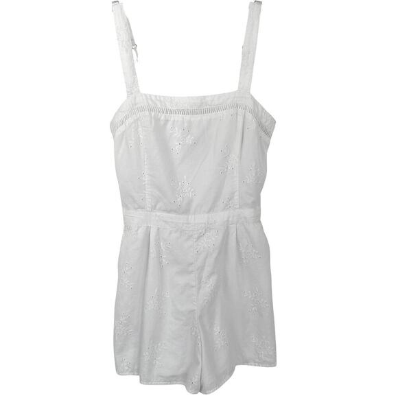 Hollister Women Cotton Shorts Romper Sleeveless White Preppy Boho Size Small - Picture 1 of 9
